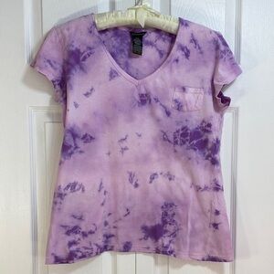 Jules & James 100% Cotton Tie-Dye T-Shirt, V-Neck, in Pink and Purple, M